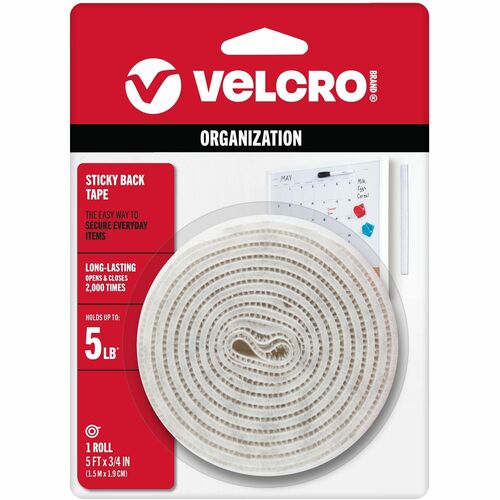 VELCRO® VEK90087 Sticky Back 5ft x 3/4in Roll White