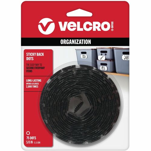 VELCRO® VEK90089 Sticky Back 5/8in Circles Black 75 ct